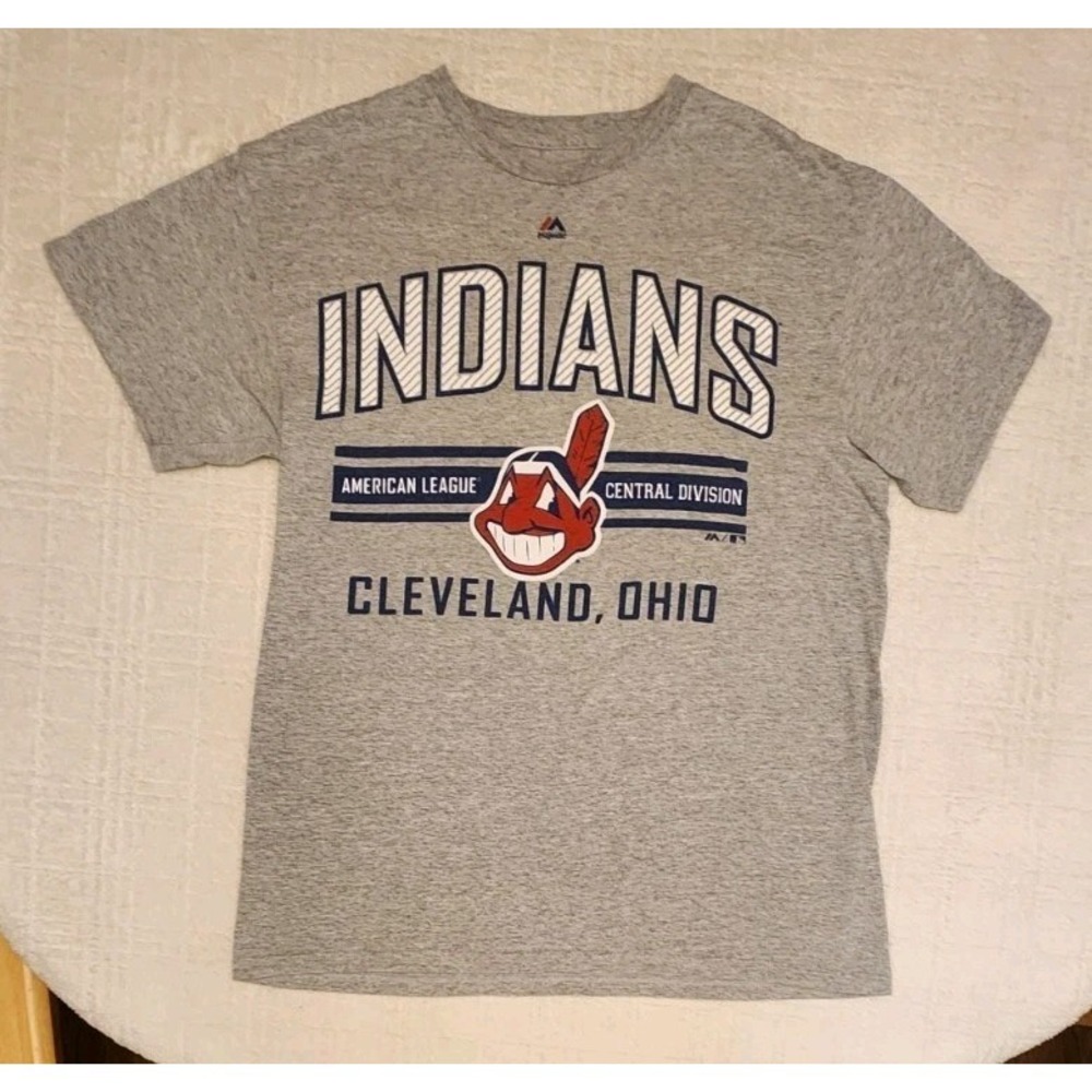 Majestic‎ Cleveland Indians MLB Baseball Chief Wahoo Crew Neck T-Shirt Mens M